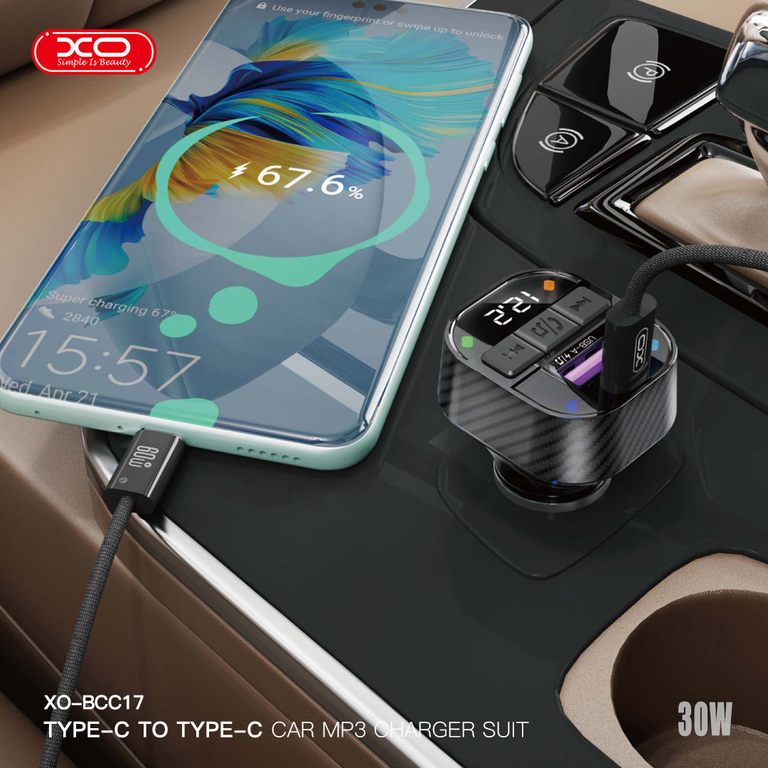 XO transmitter FM BCC17 Bluetooth MP3 car charger 30W black