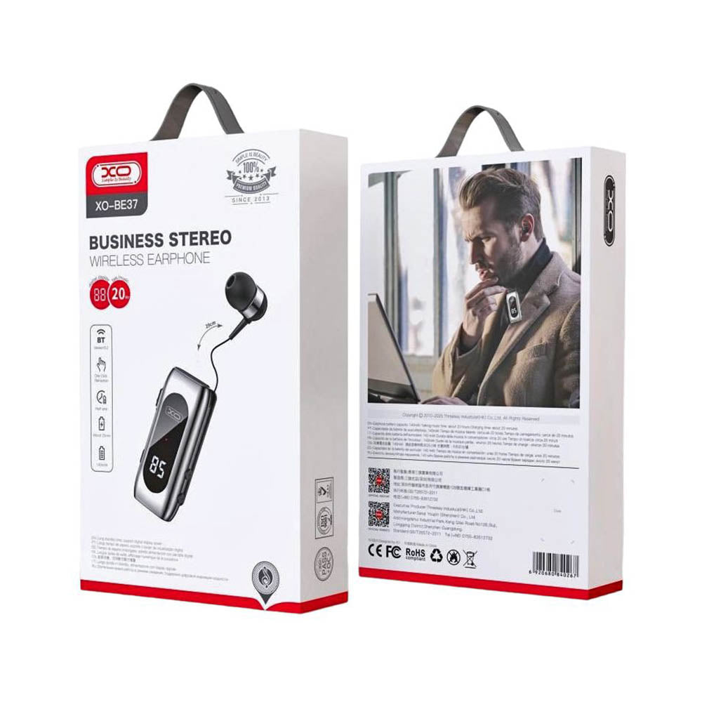 XO BE37 Clip Bluetooth Headset with Digital Display